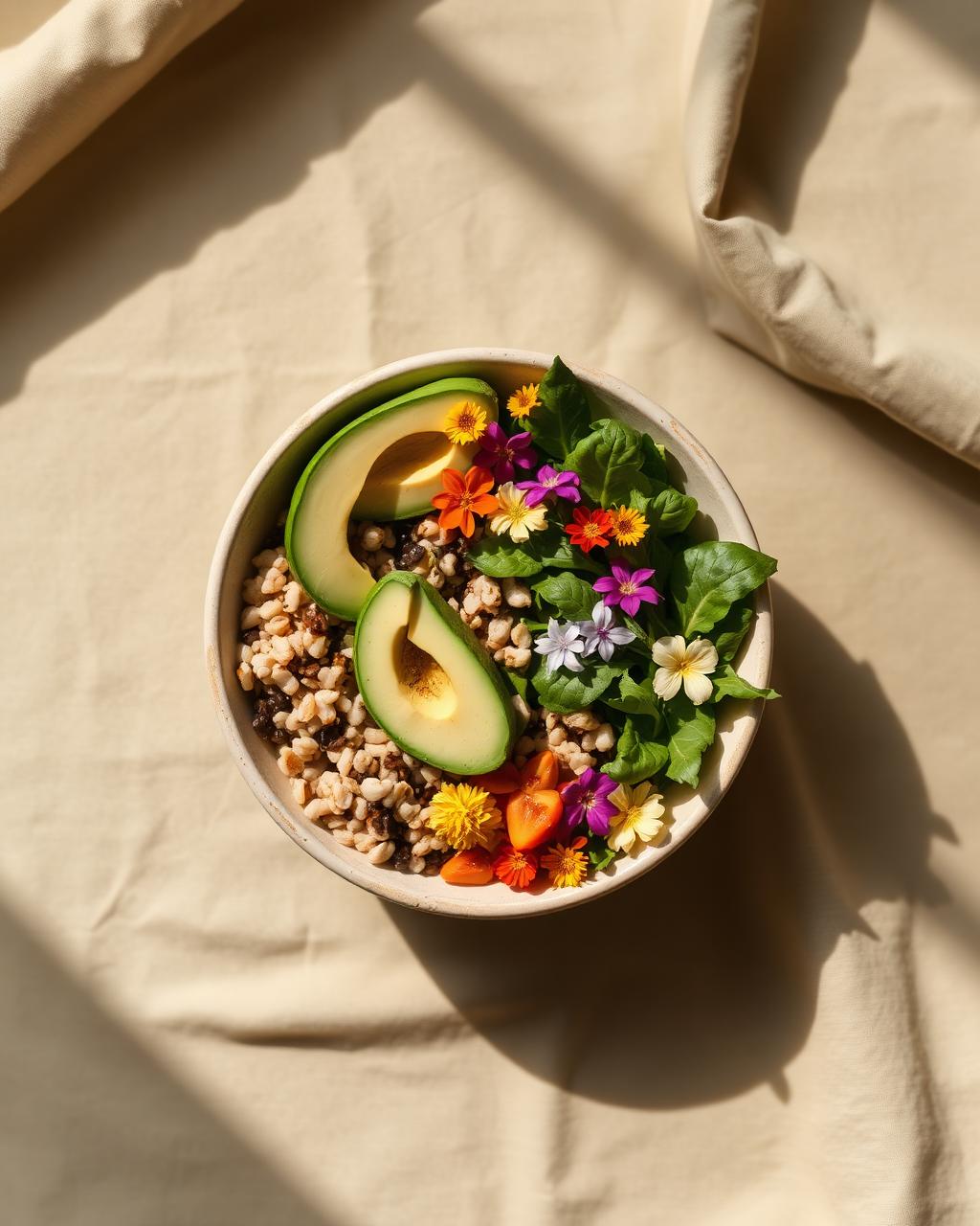 Bowl nutritivo com flores comestíveis